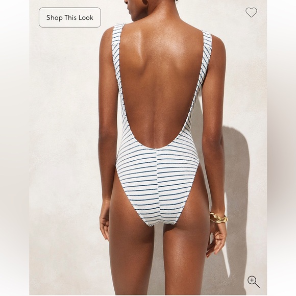 J Crew nautical blue white stripe scrunchie one piece swim suit size 14 new - Picture 3 of 9